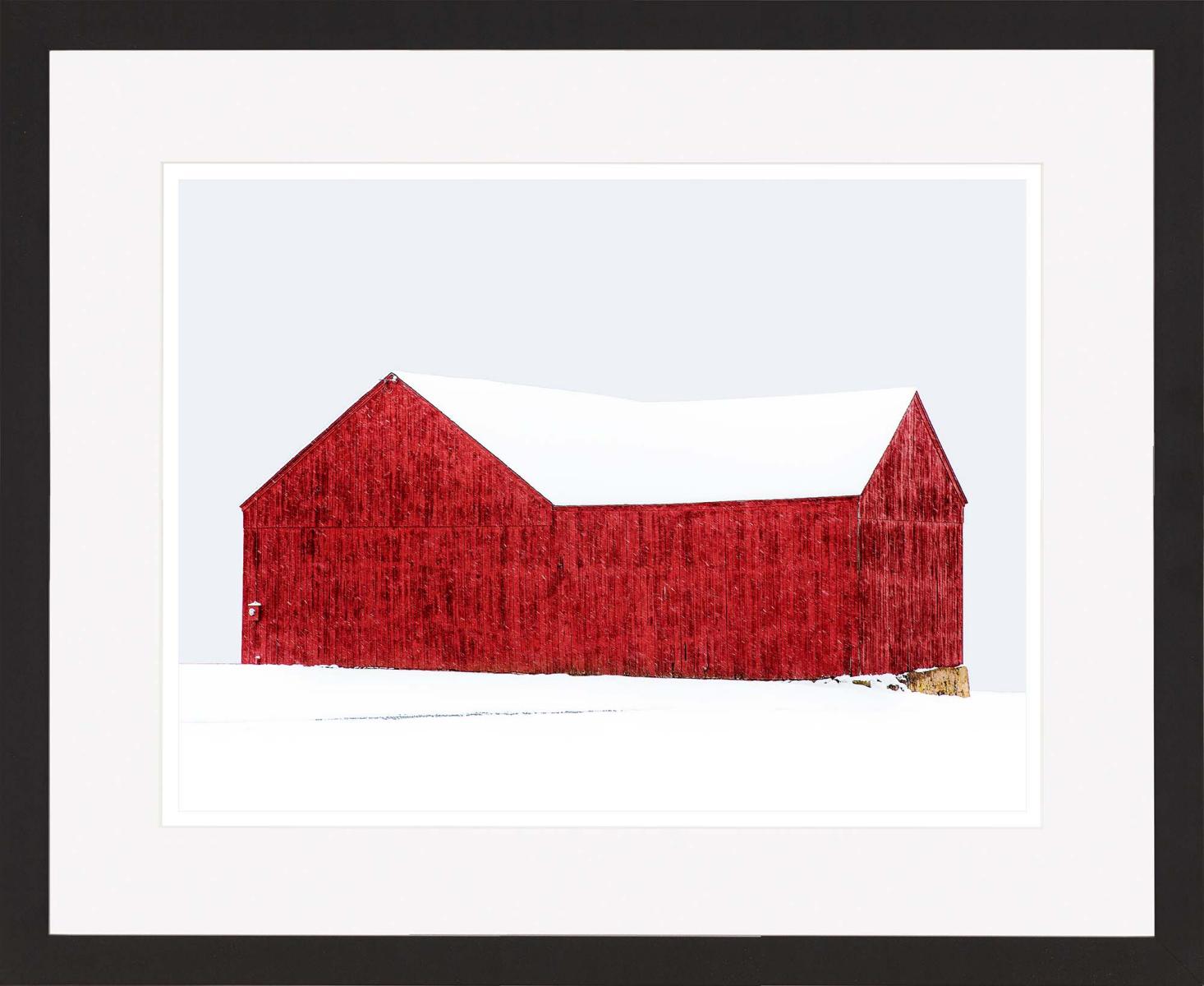 "A Study in Scarlet"
 Whispering the stillness of a cold New England day, this red barn in Durham, Connecticut, radiates against the stark landscape of snow.

